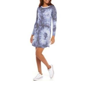 Tiana B | Multi- Blues Long Sleeve Tie Dye Knit Dress